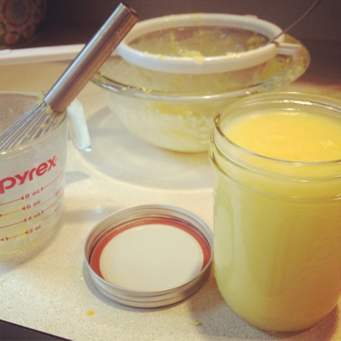 making the lemon curd