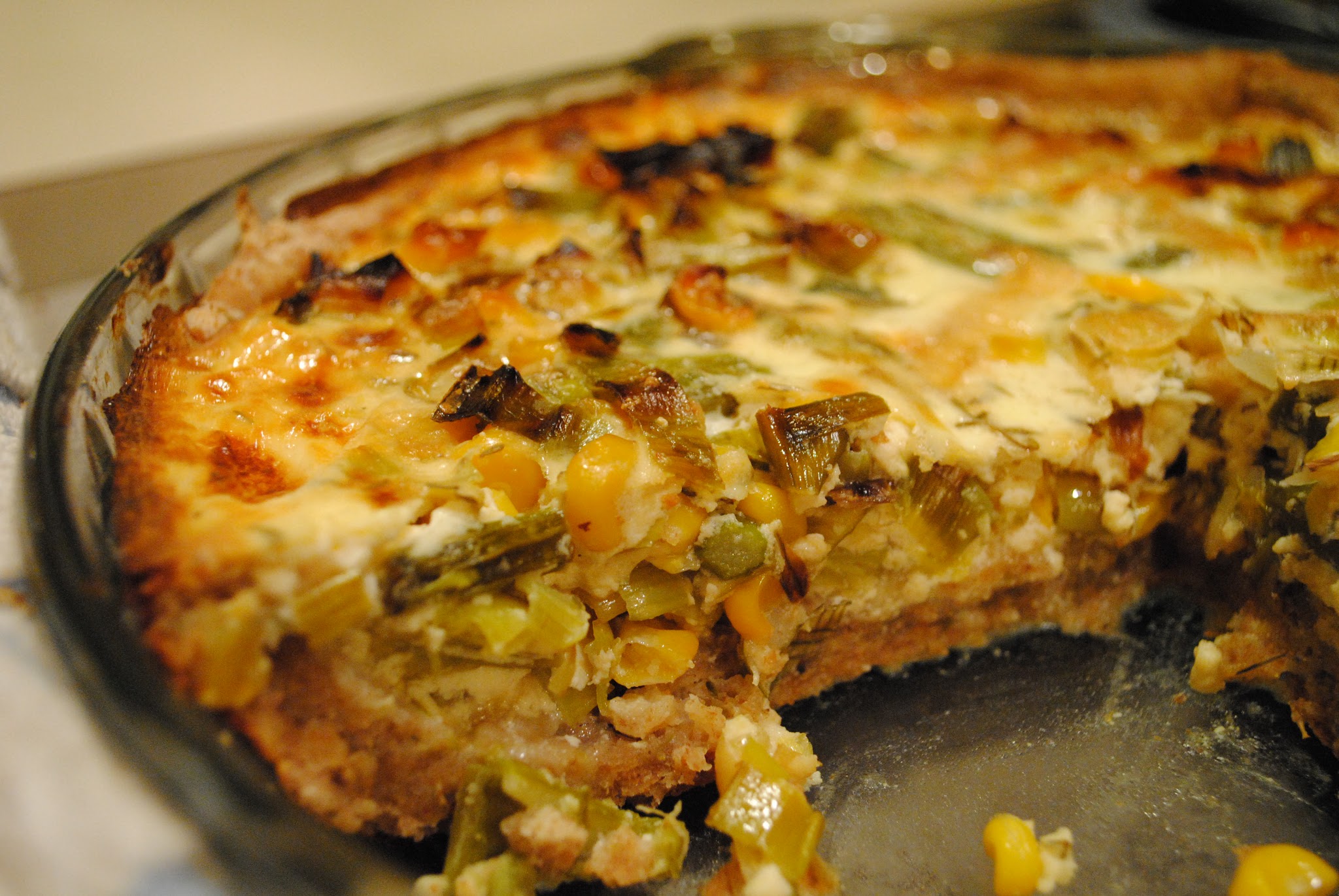 Corn Asparagus Leek Tart