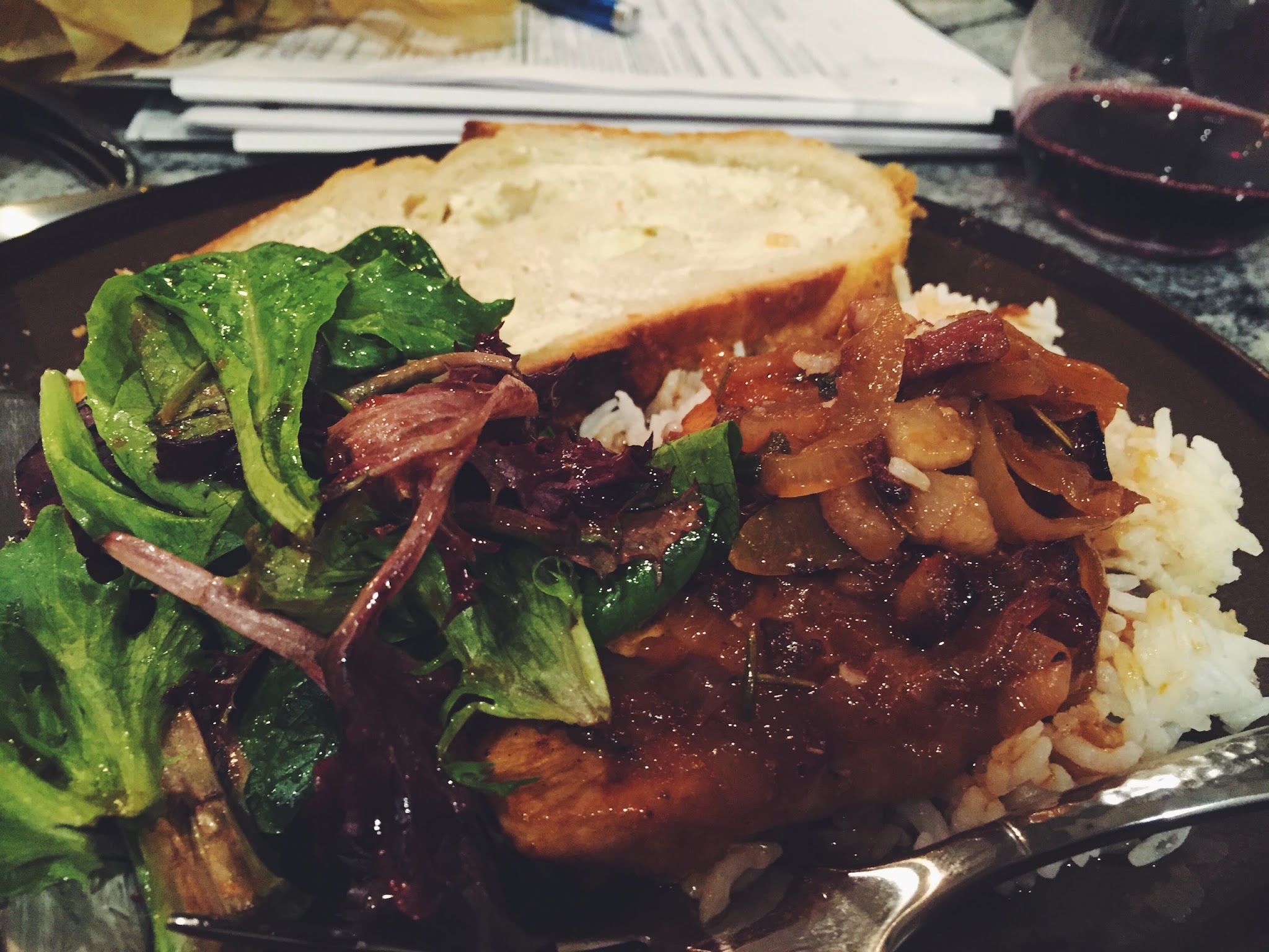 Braised Chicken with Onions, Rosemary and Sage