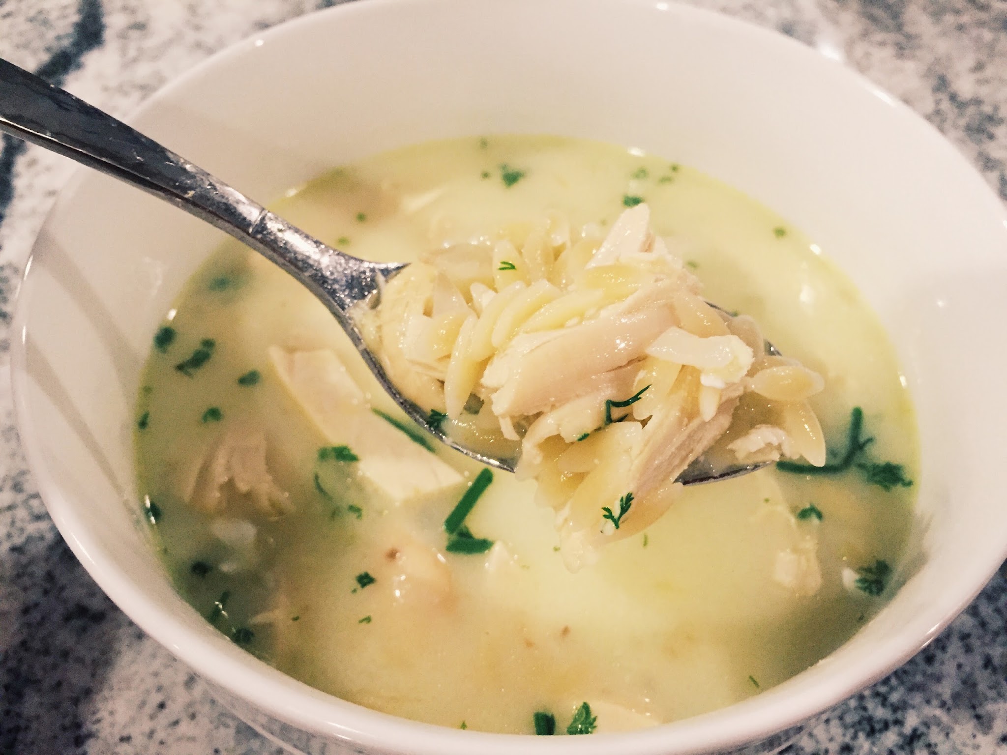greek lemon soup with chicken and orzo