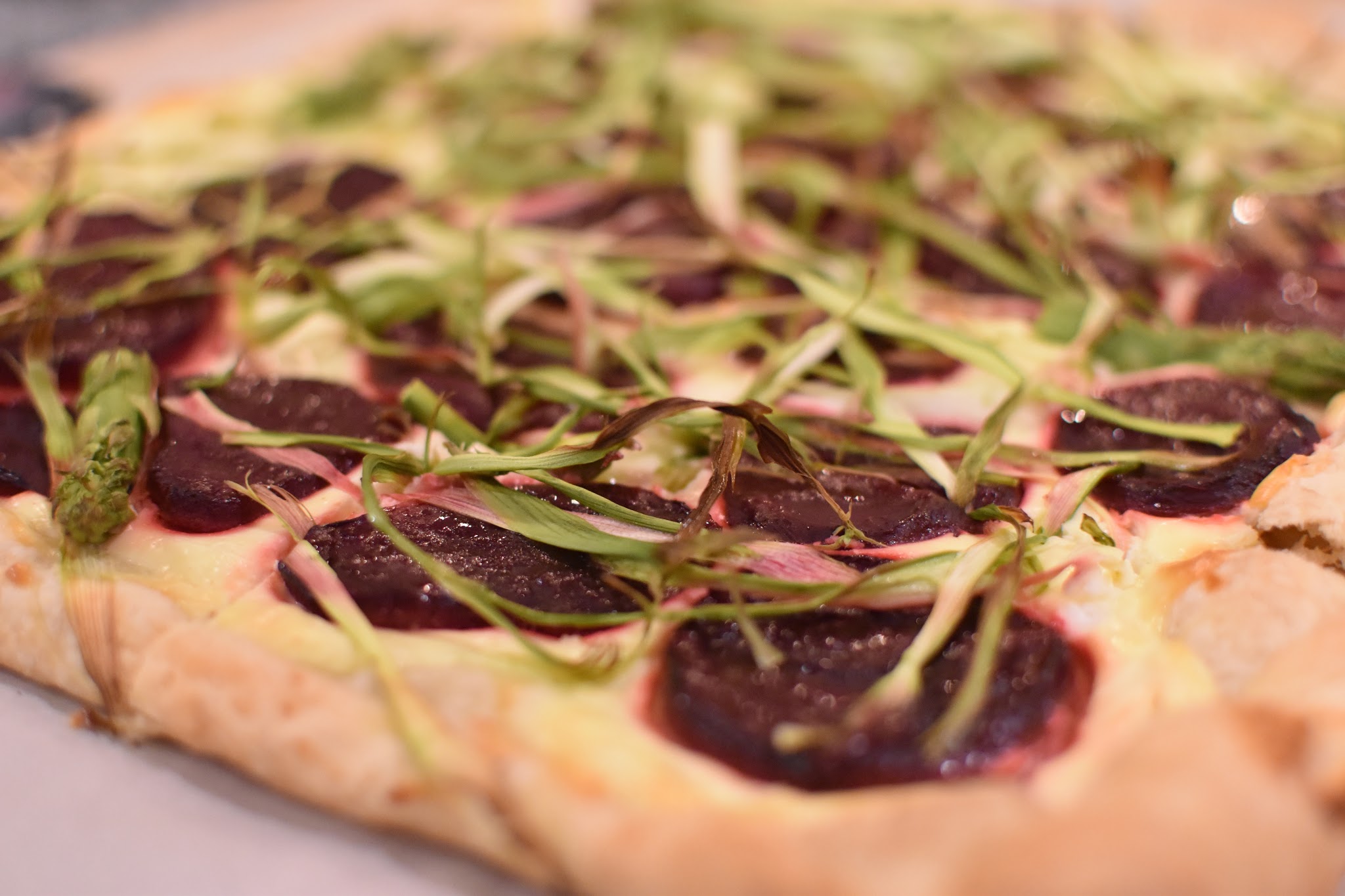 rustic asparagus beet tart