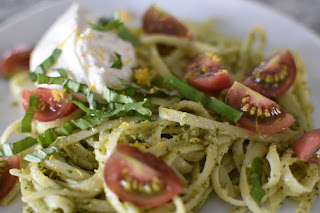 fettuccine with pesto and burrata — image 1