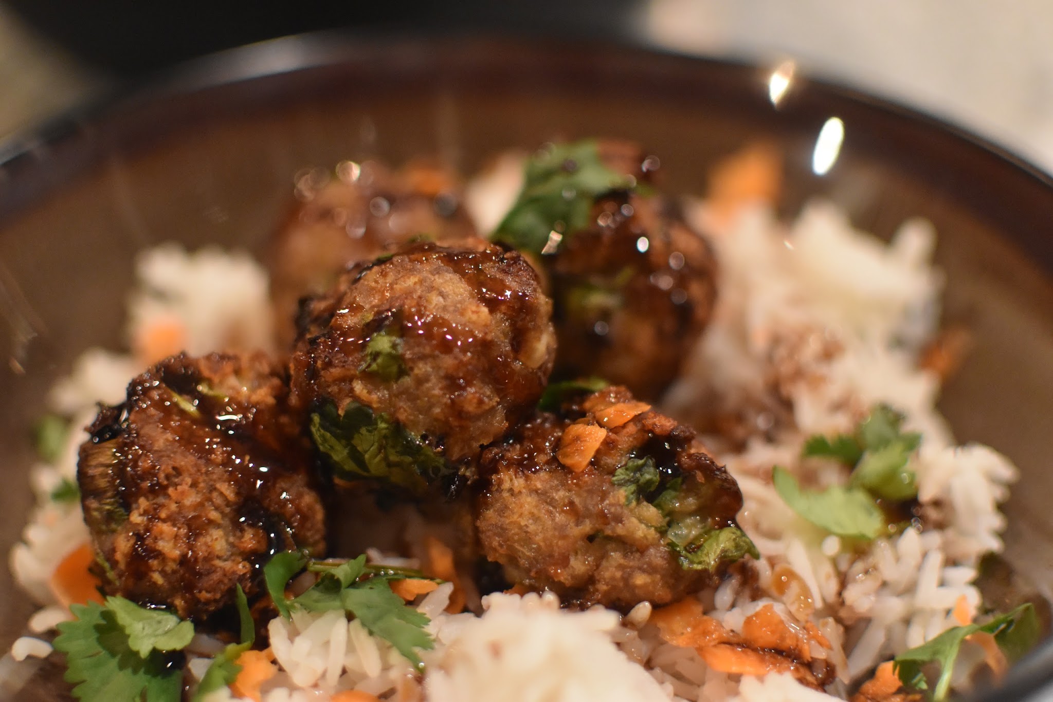 scallion meatballs with soy ginger glaze