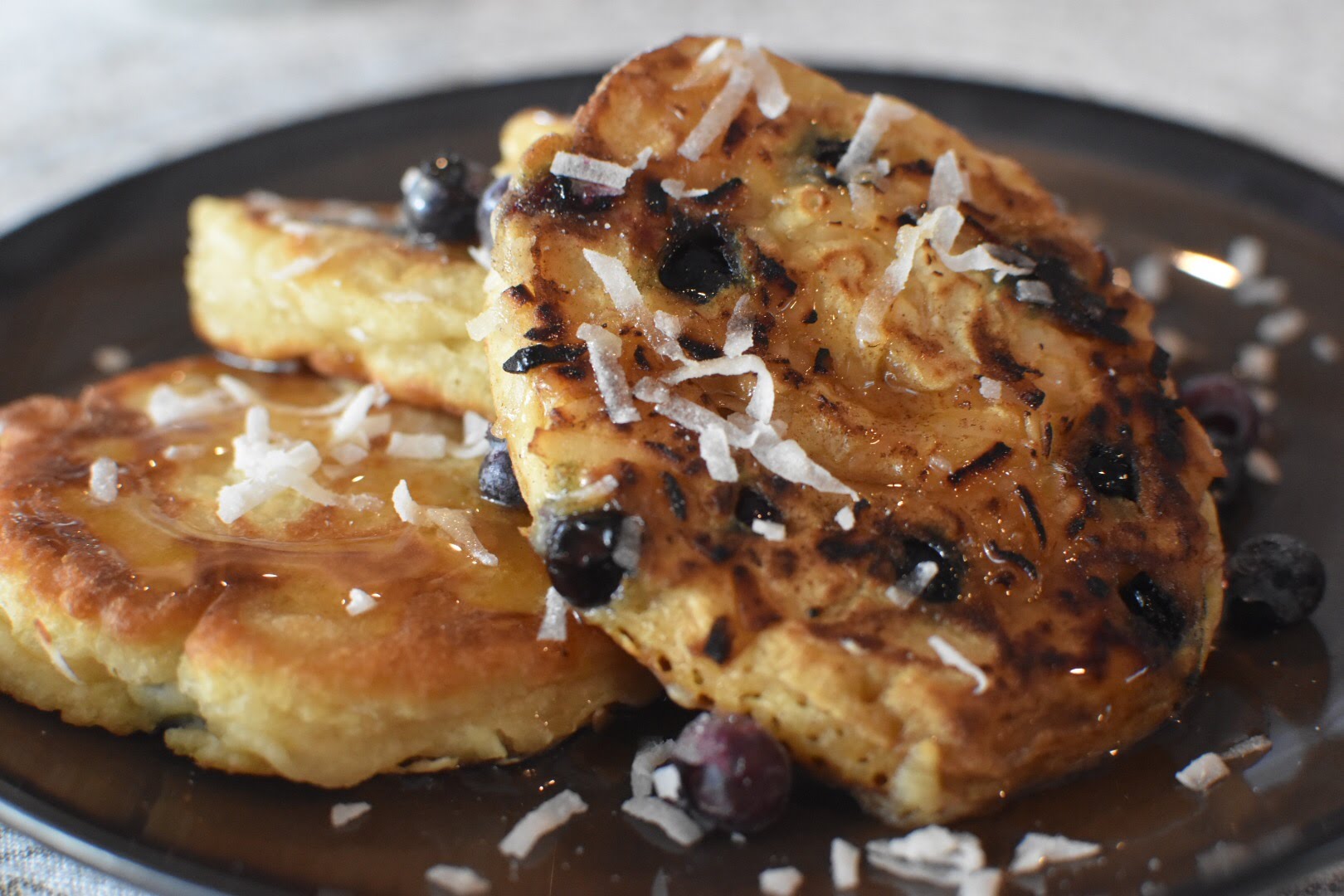 coconut blueberry pancakes