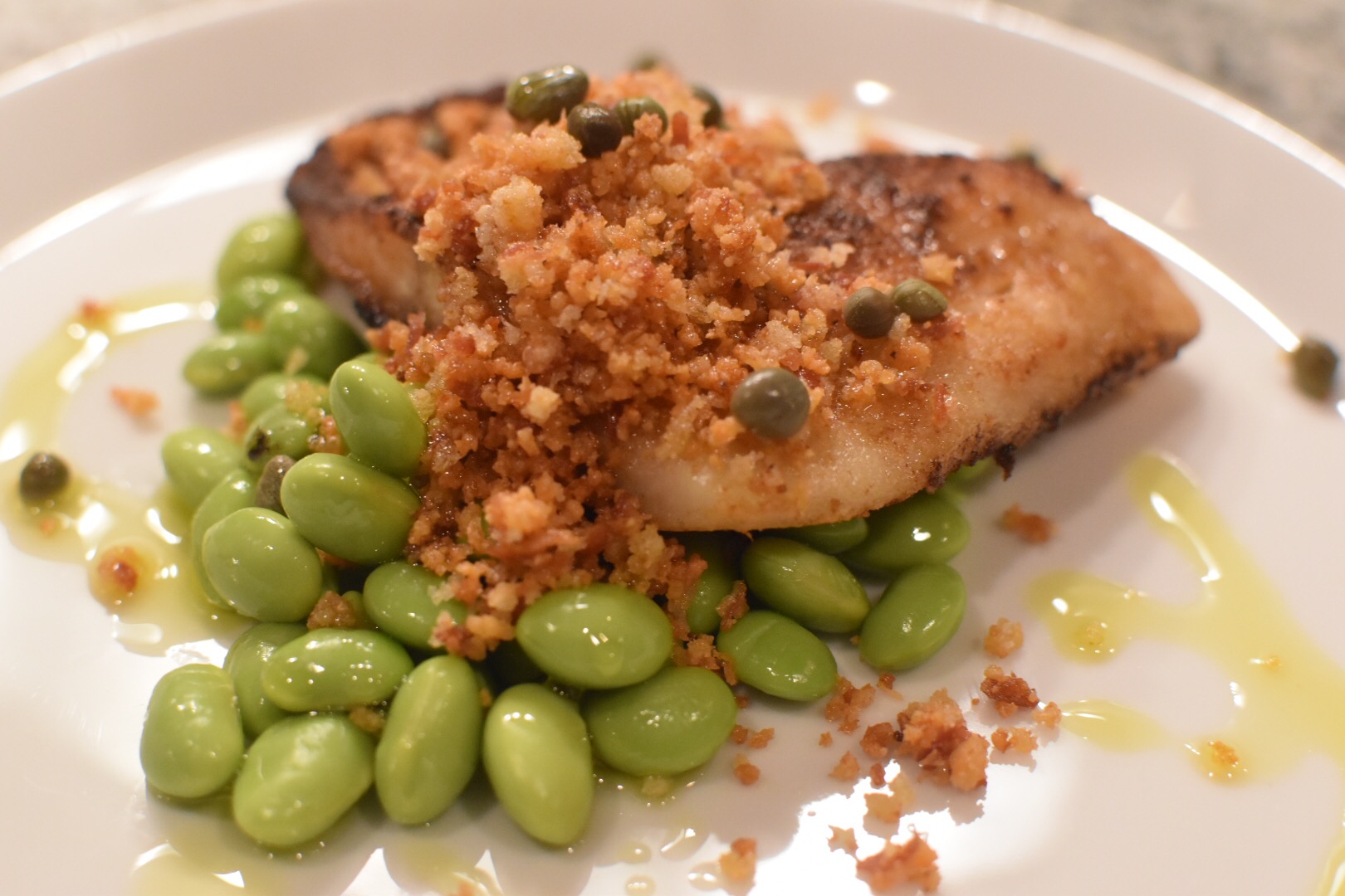 seared tilapia with parmesan prosciutto crumble