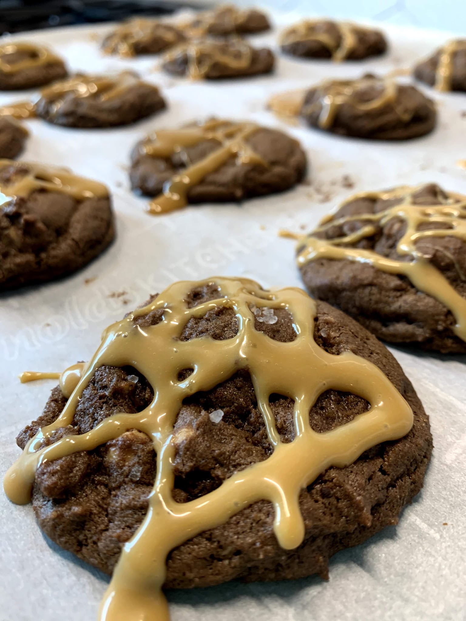 salted dulce de leche double chocolate cookies